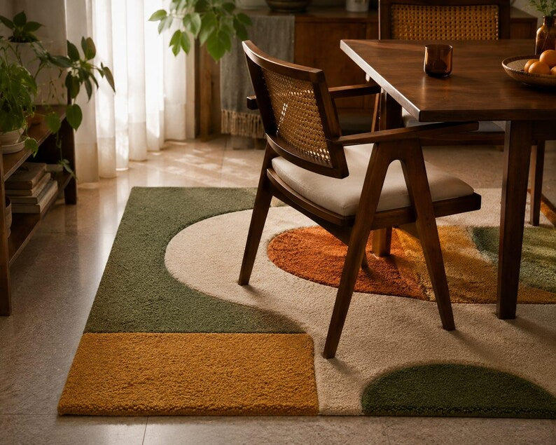 Organic Abstract Hand-Tufted Wool Rug | Scandinavian Modern Area Carpet