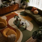 Organic Abstract Hand-Tufted Wool Rug | Scandinavian Modern Area Carpet