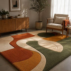 Organic Abstract Hand-Tufted Wool Rug | Scandinavian Modern Area Carpet