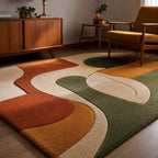 Organic Abstract Hand-Tufted Wool Rug | Scandinavian Modern Area Carpet