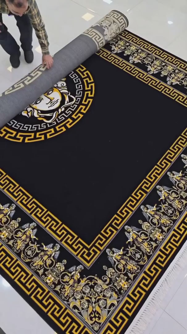 Royal Medusa Black & Gold Luxury Carpet