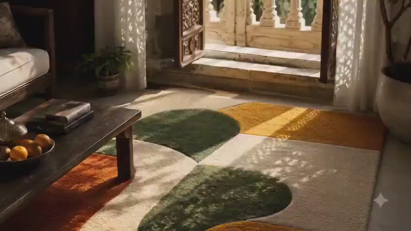 Organic Abstract Hand-Tufted Wool Rug | Scandinavian Modern Area Carpet